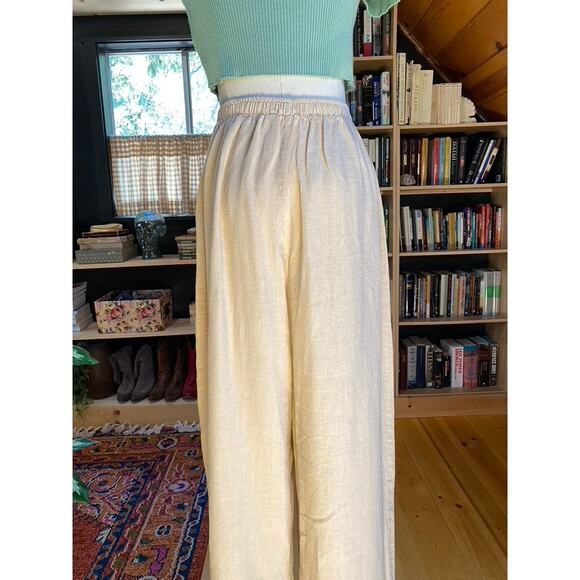 Linen Pants Cream Oat Tie Waist - Picture 9 of 10